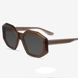 Blue Gem Irregular Octagonal Sunglasses in Dark Tortoise